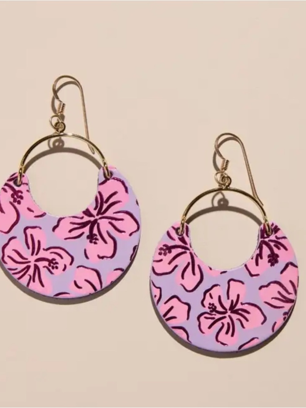 Lavender Hibiscus Ninas - Nickel & Suede